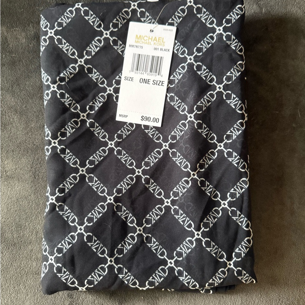Michael Kors Black and White Patterned Scarf NWT